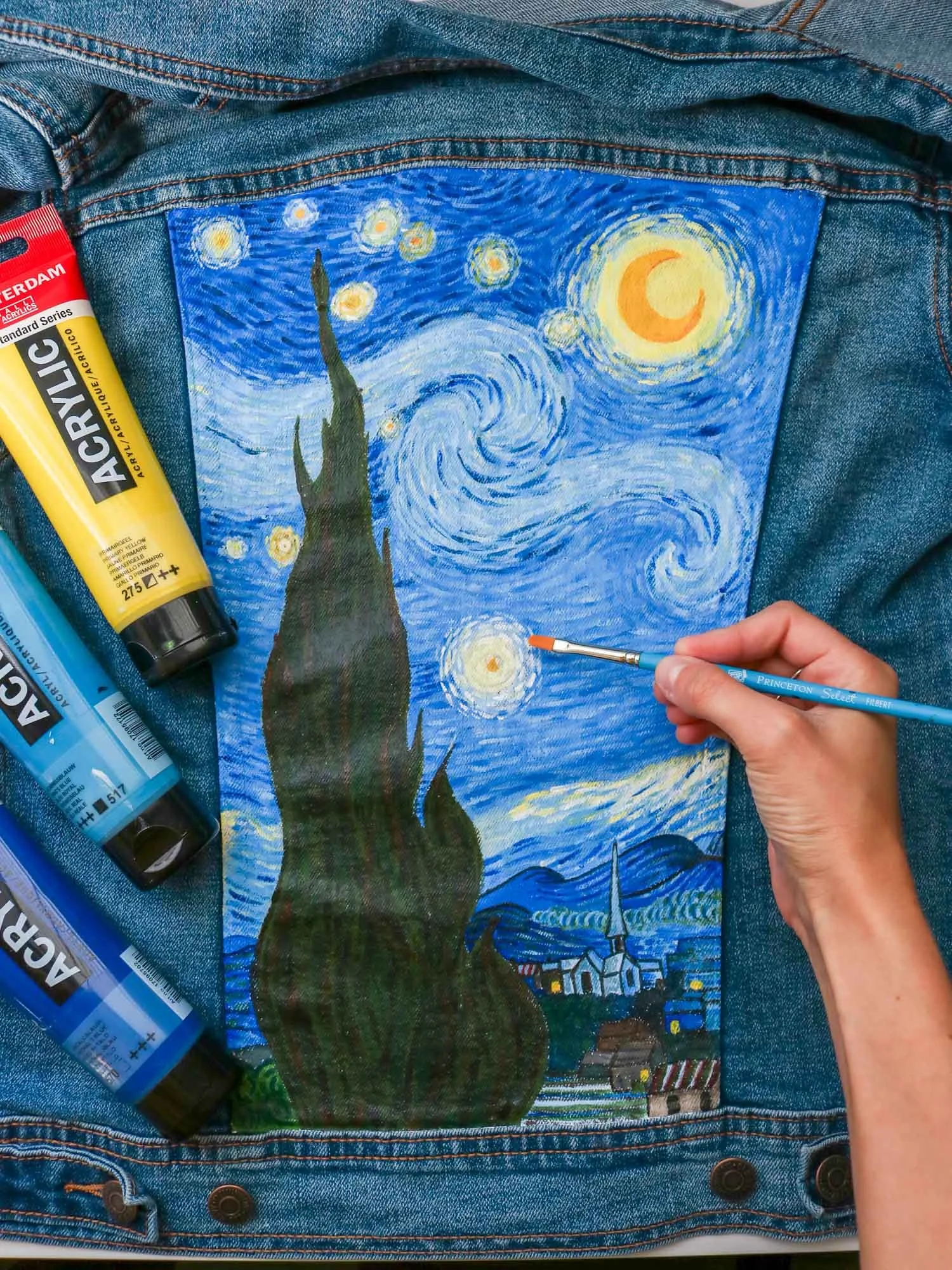 Fabric Paint Blue Painted Jeans Acrylic Painting Does Fabric Paint