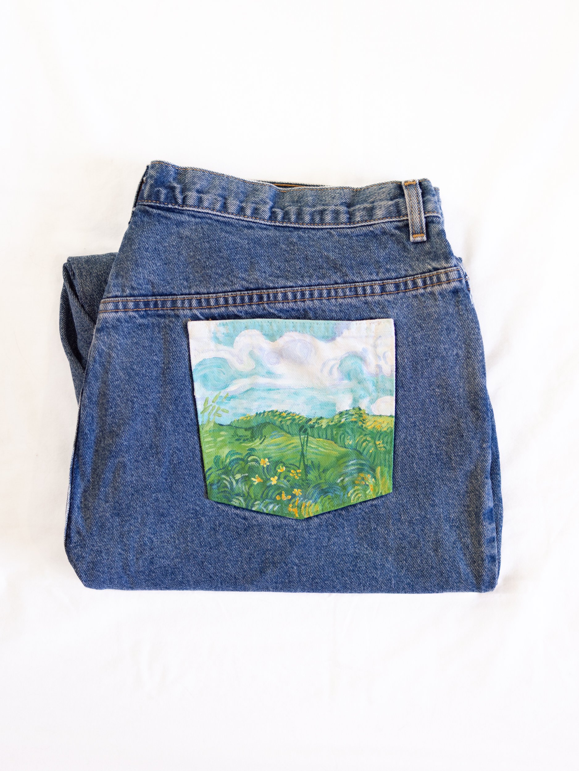 Wheatfields by van Gogh Painted Jeans