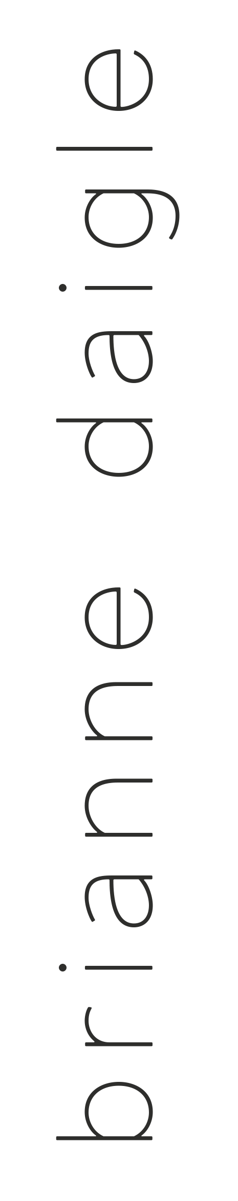 Vertical black banner with the word "peace" written multiple times in thin white lowercase letters.