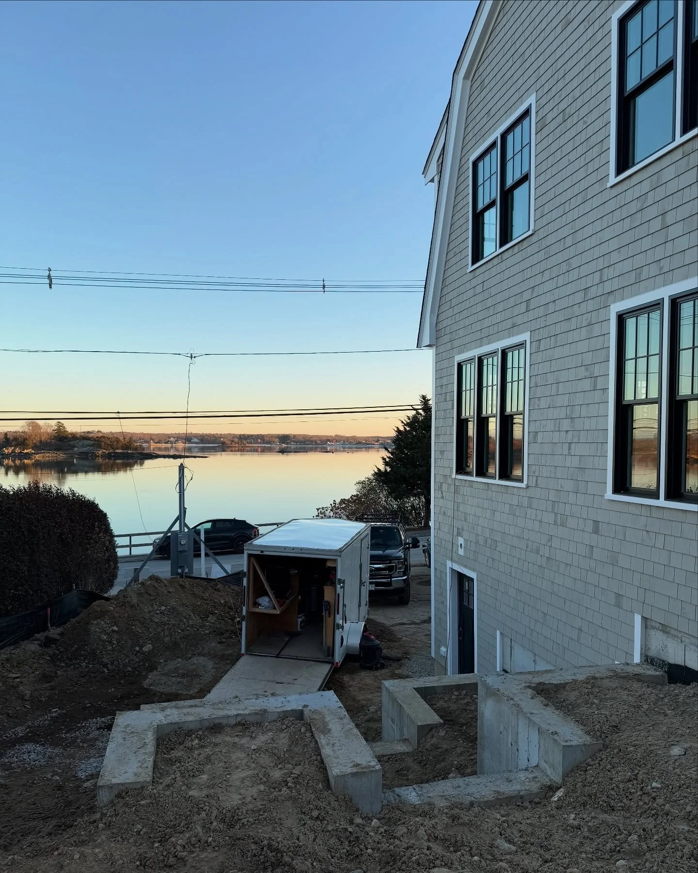 Drywall just about wrapped up, plaster going on in the next few days, finish work starting up soon #hinghamrealestate #newconstruction #waterfrontliving