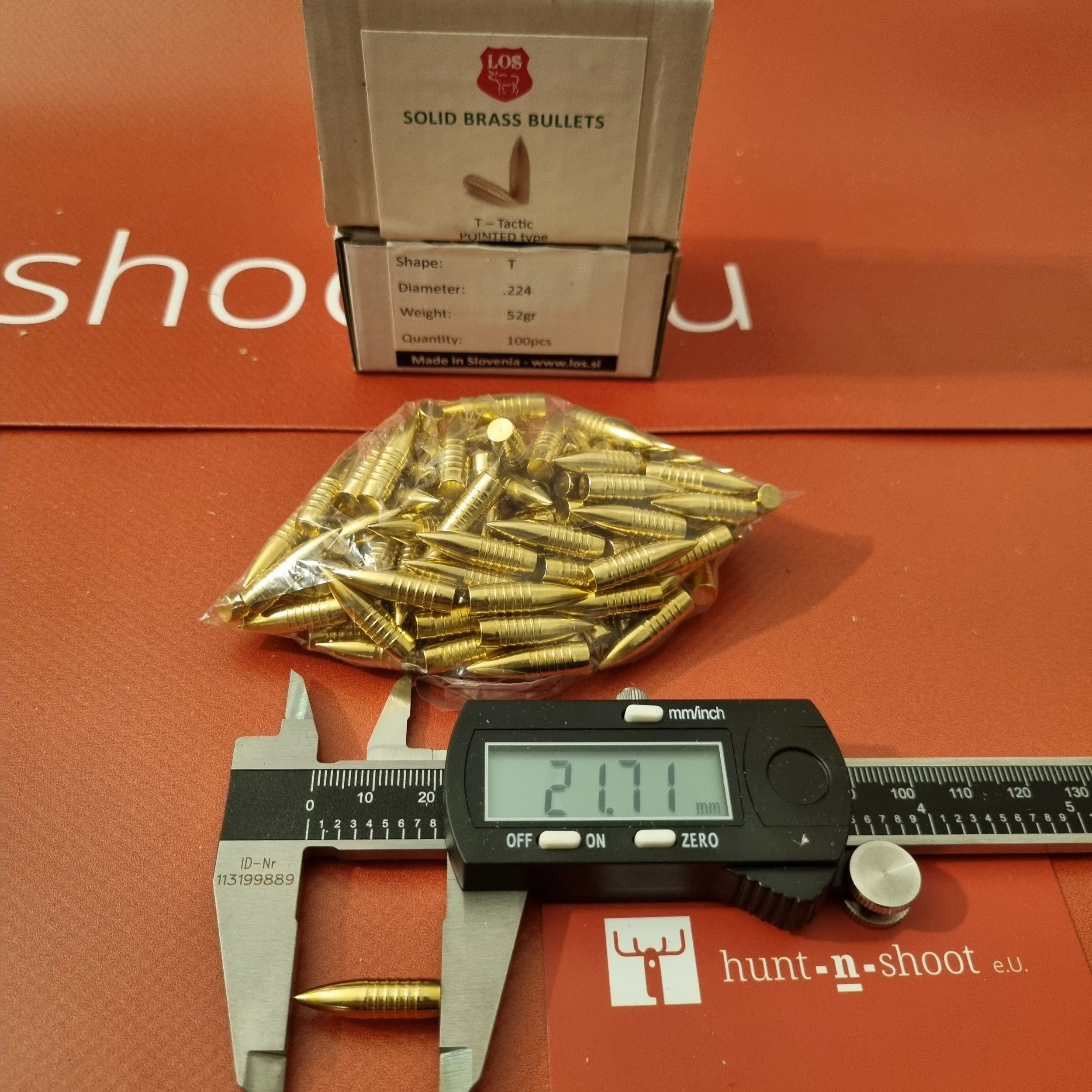LOS Bullets caliber .224 Bleifrei 52grs T (Geschosse)