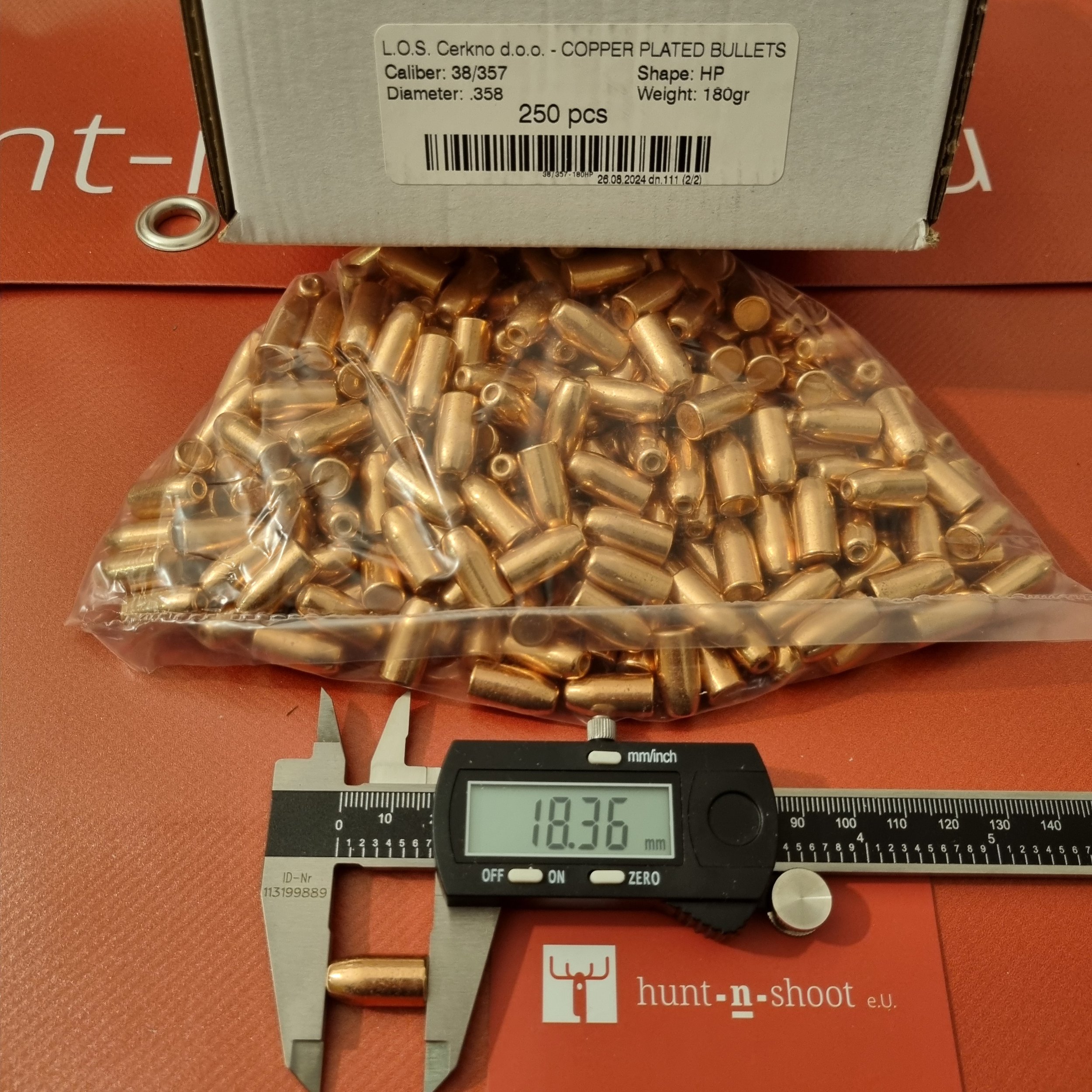 LOS Bullets caliber .358 (.38/.357) with 180grs HP (Geschosse)