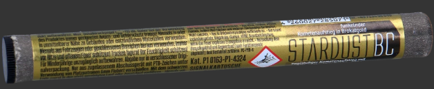 Aus dem Profifeuerwerk haben wir unsere beliebten Effekte Kamuro als auch Brokat in die Stardust-Sterne gebracht. Fünf Stück von jeder Sorte überzeugen durhc einen herausragenden Schweifaufstieg in Gold, sicher verpackt im praktischen Pappröhrchen.