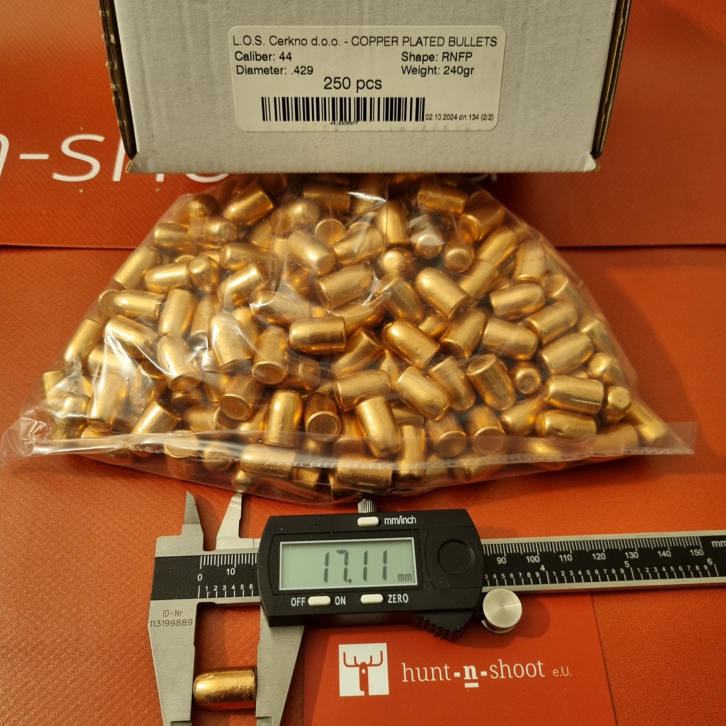 LOS Bullets caliber .429 (.44) with 240grs RNFP (Geschosse)