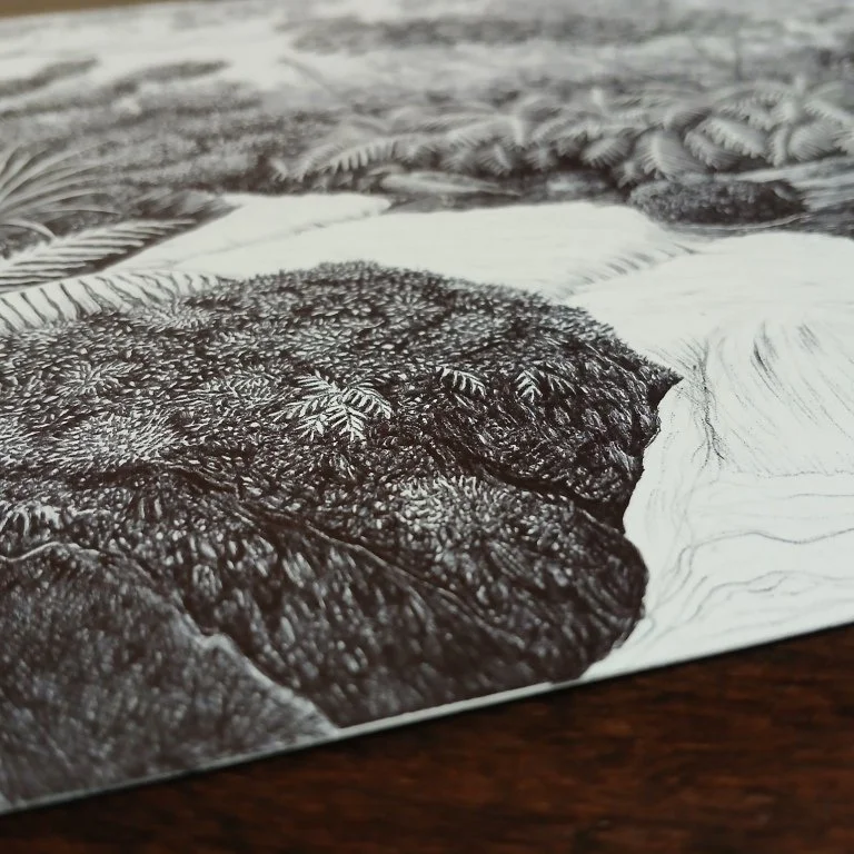 Paper Detail of WHio STream a ballpoint pen drawing by Artist Sina Sibler