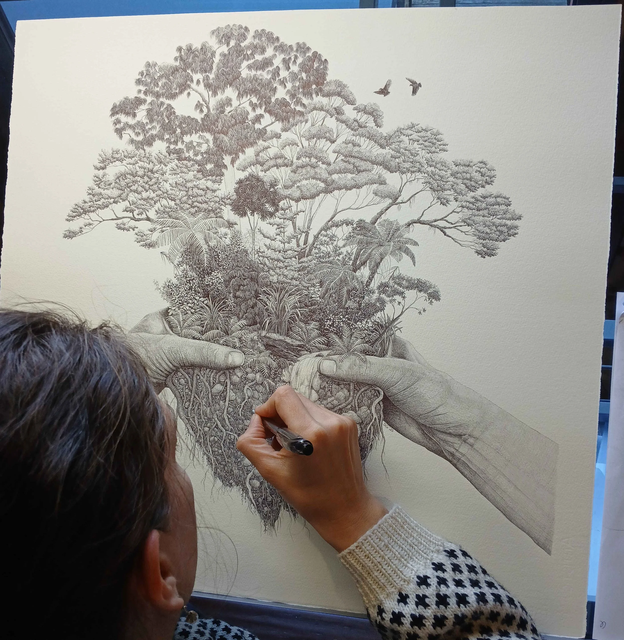 Progress of Bouquet of Forest by Artist Sina Sibler