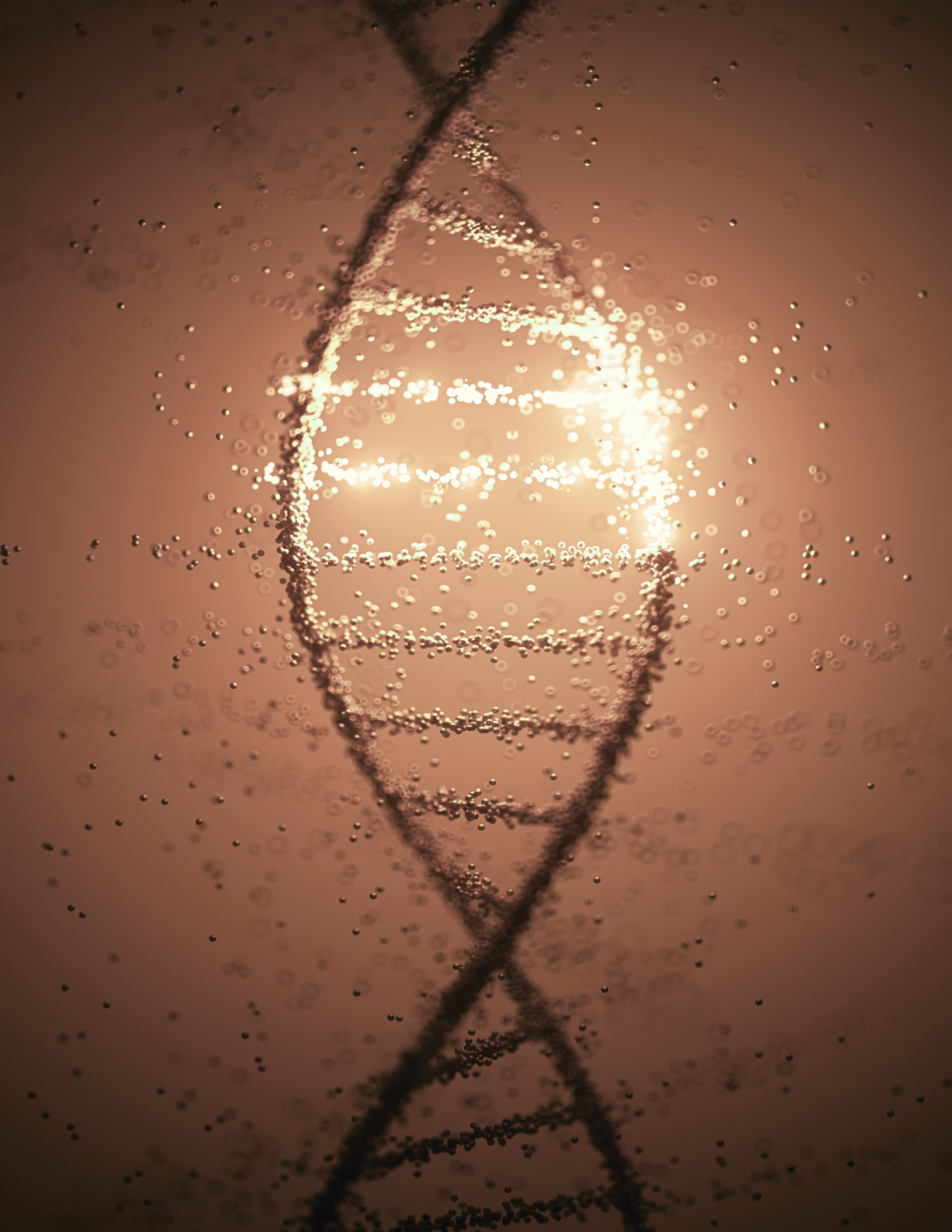 a strand of DNA shining in the sunlight