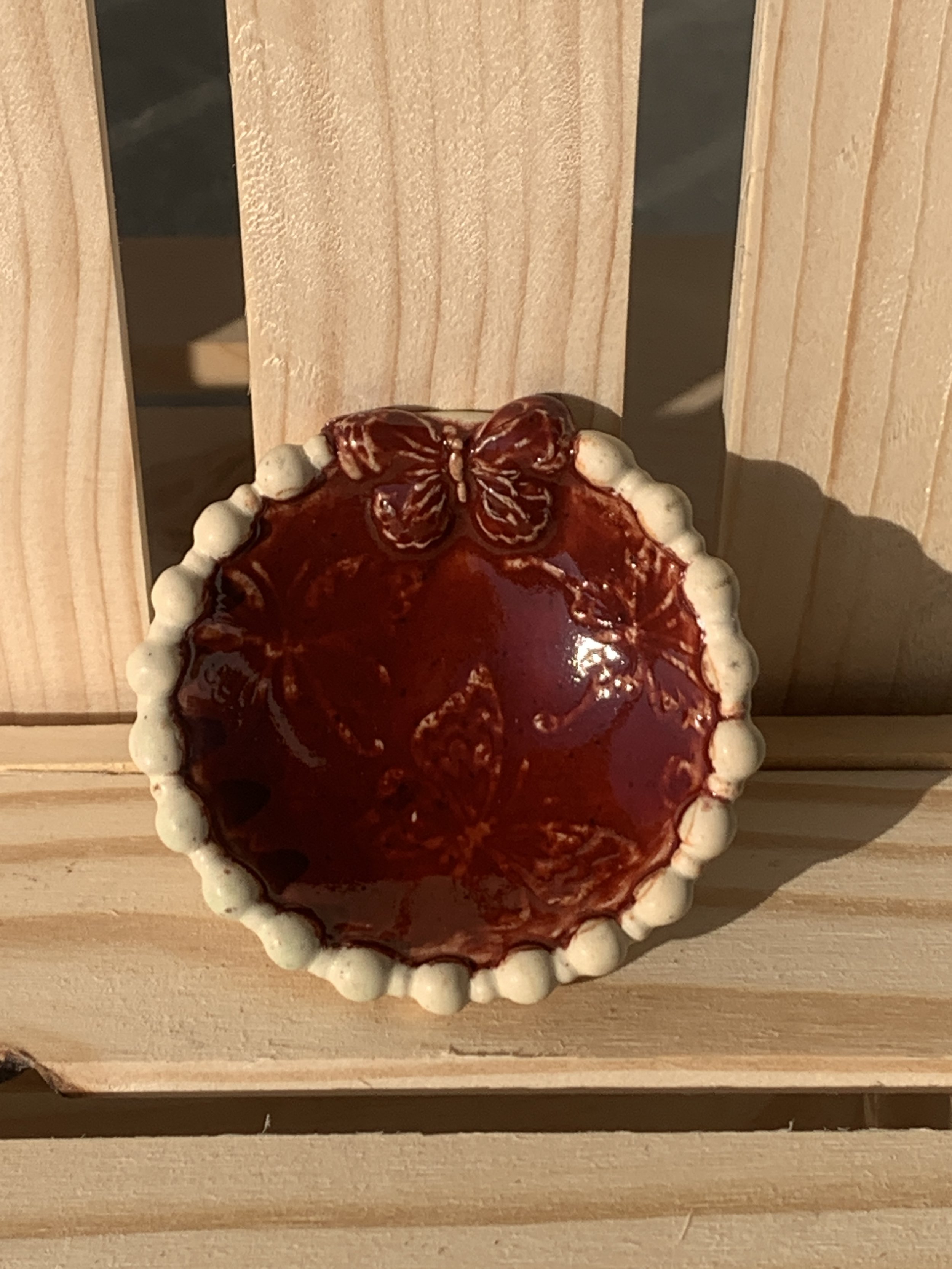 Warm Red Butterfly Ring Dish