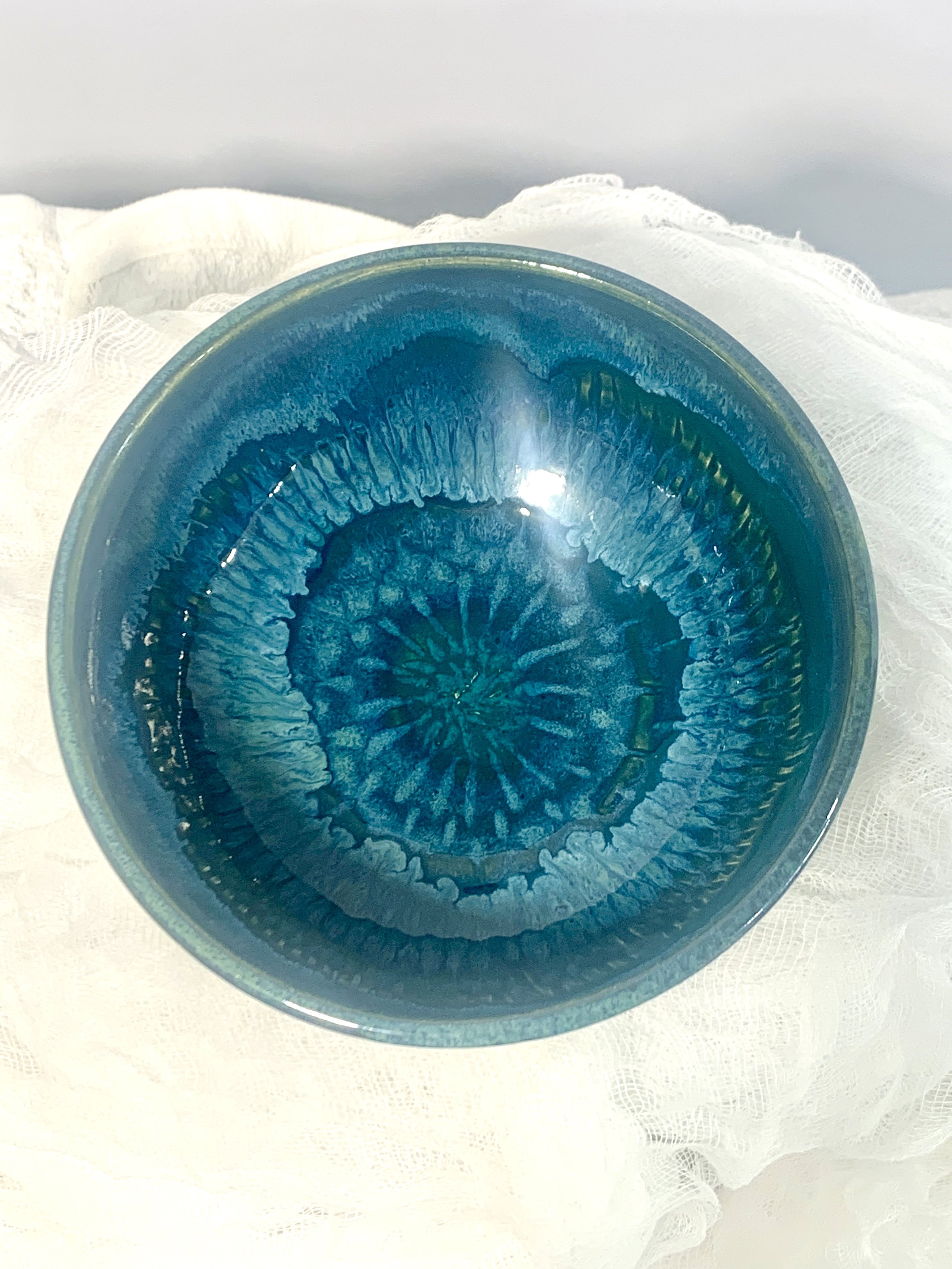 Textured Blue and Green Bowl
