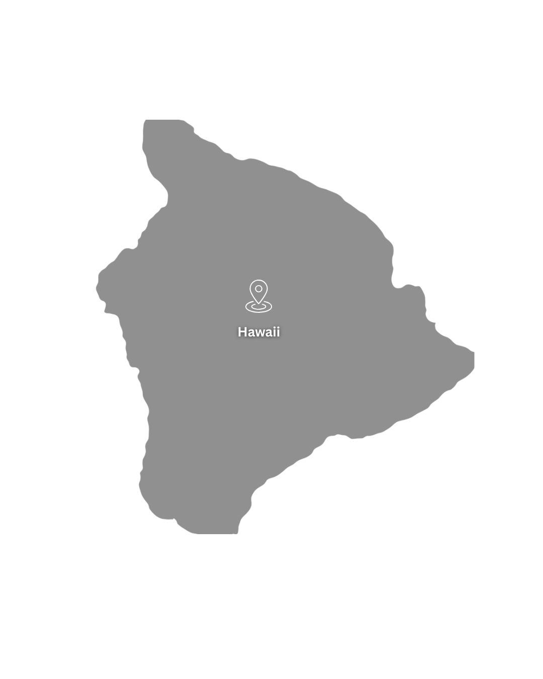 Map outline of Hawaii with a marker labeled 'Hawaii' in the center.