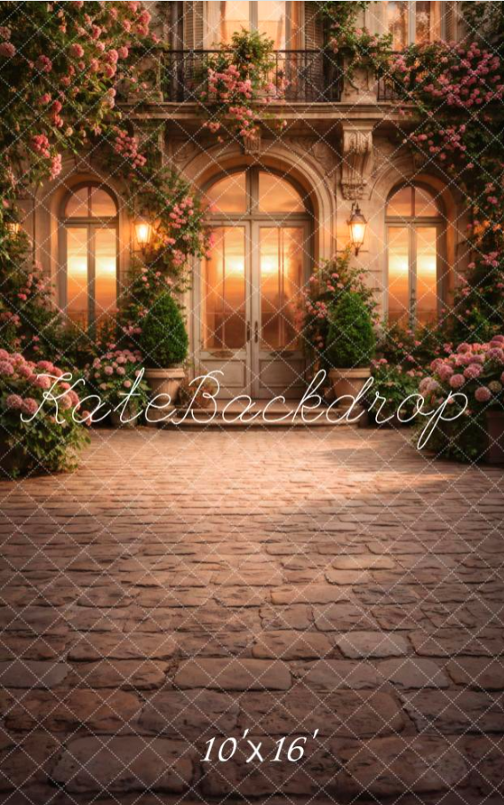 Spring Romantic Rose Estate Doorway - Kate Backdrop - Micro Fiber Sweep - 10'x16'