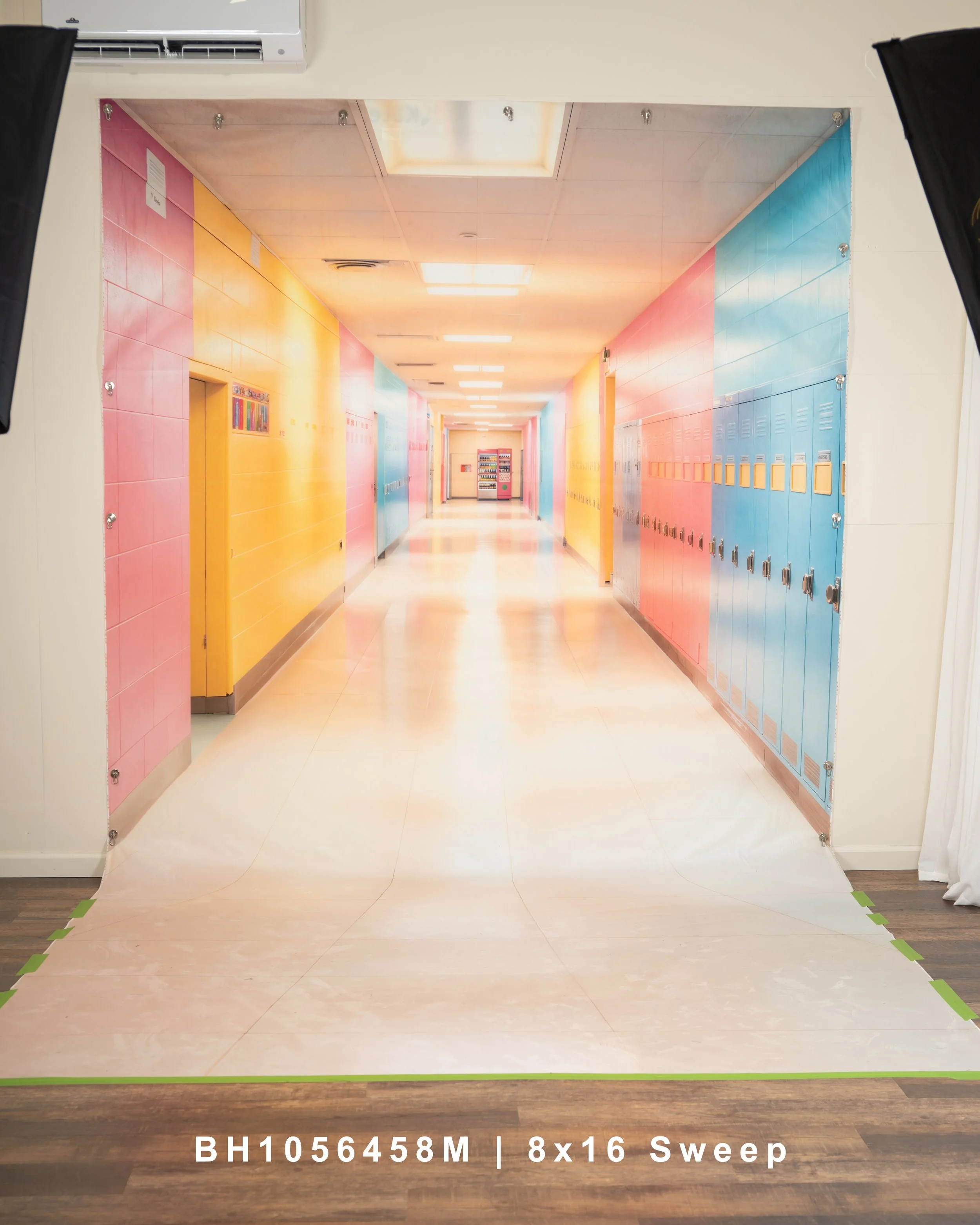 Colorful School Hallway - Kate Backdrops - Micro Fiber - 8'x16'