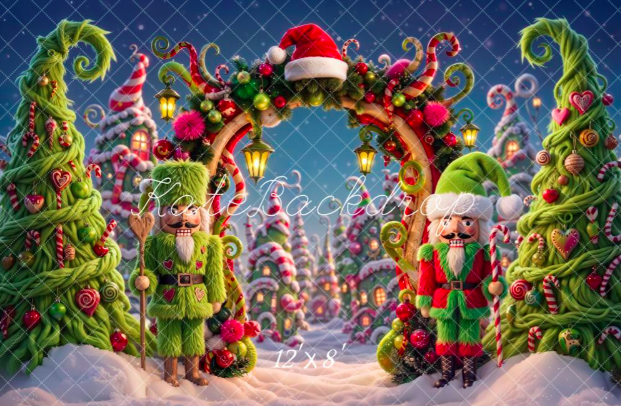 Christmas Whimsical Nutcracker Candy Arch - Kate Backdrop - Micro Fiber - 7'x5'

*$40*
