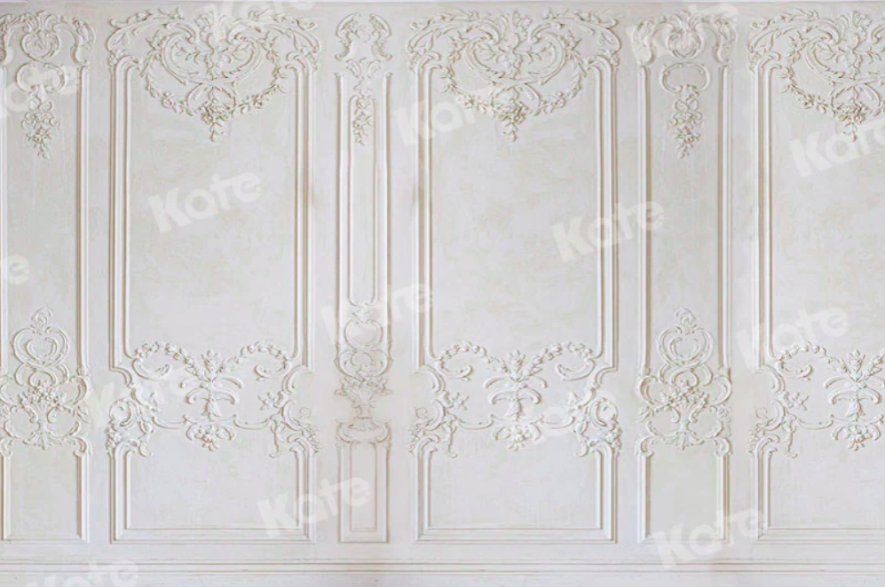 White Vintage Wall - Kate Backdrop - Micro Fiber - 12'x9'