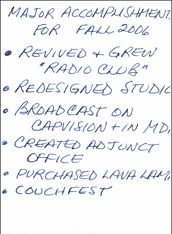 Major Accomplishments for Fall 2006