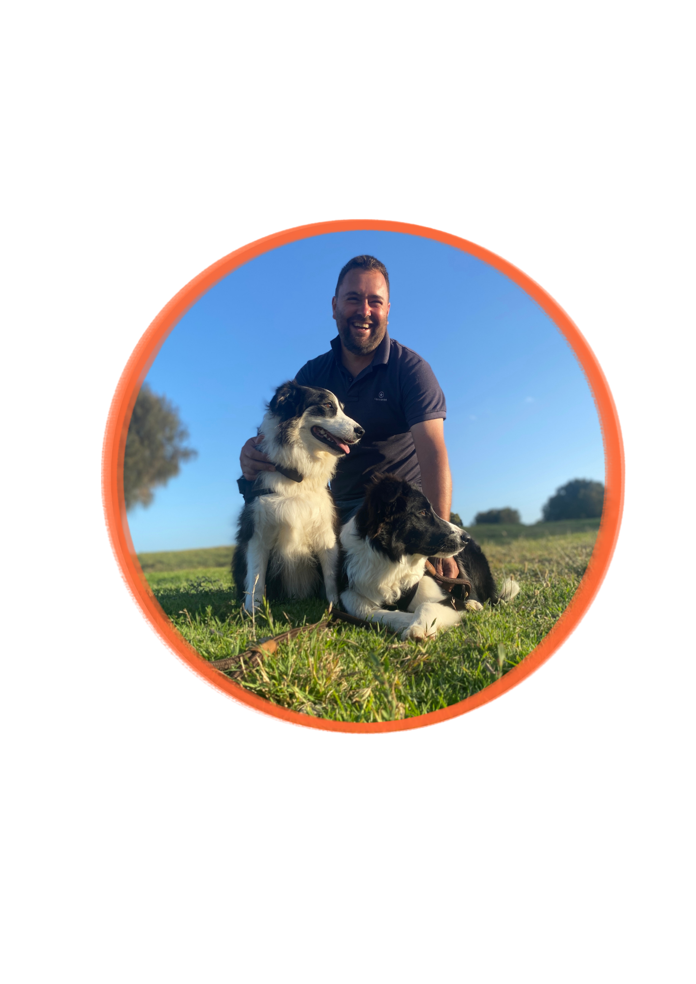 Darryl Pickering, Founder of Red Flagg, with his two border collies