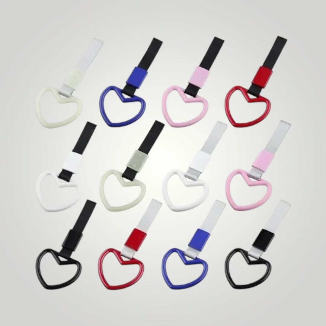 Heart-shaped keychain bottle openers in various colors