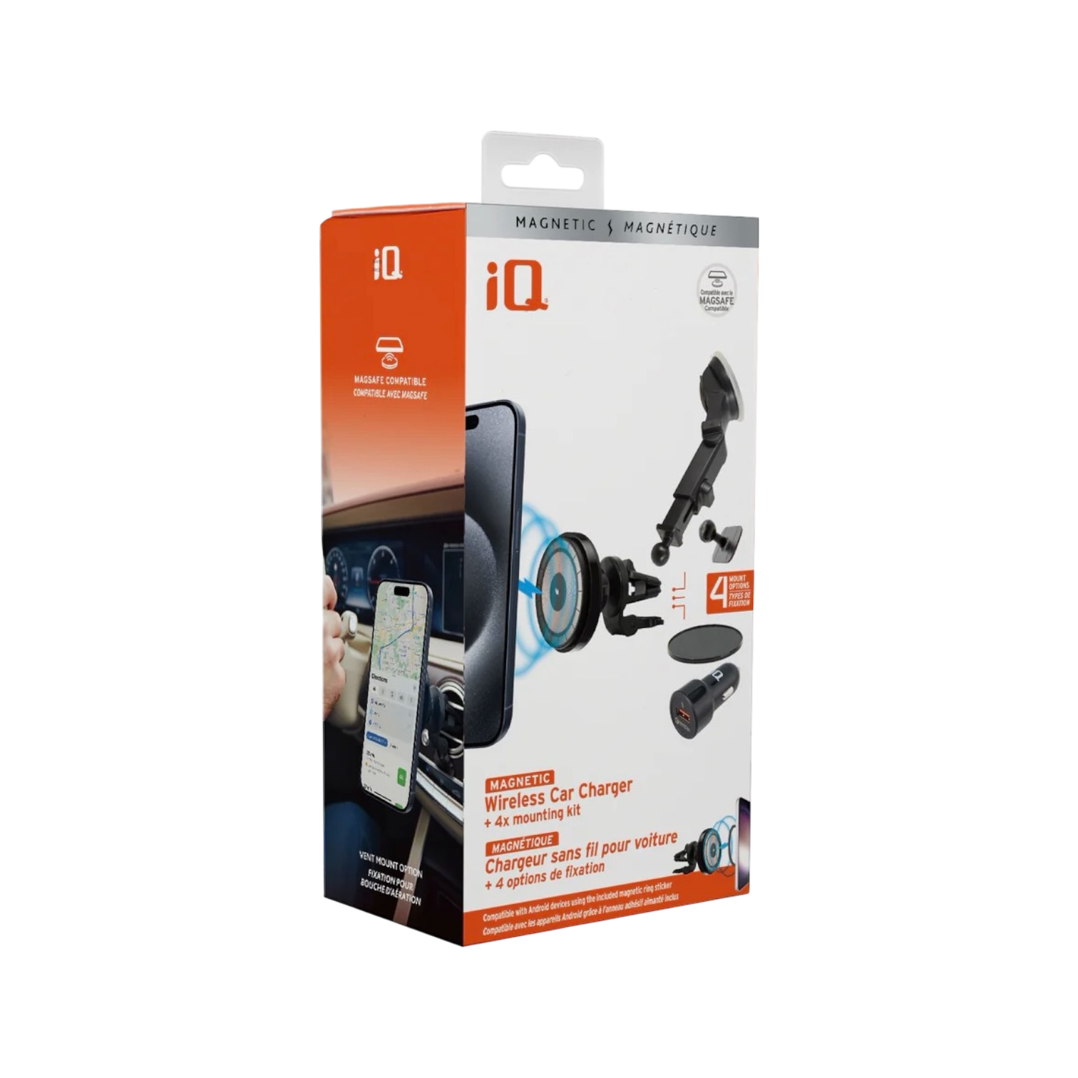 iQ Magnetic Wireless Car Charger with 4 Mounts