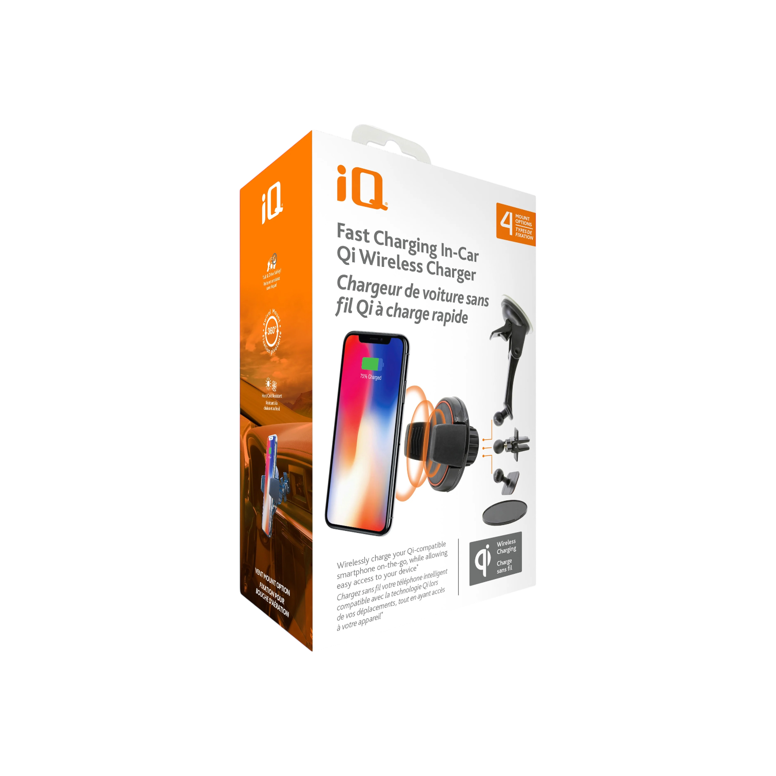 iQ Fast Charging Qi Wireless Charging 4-in-1 Car Mount