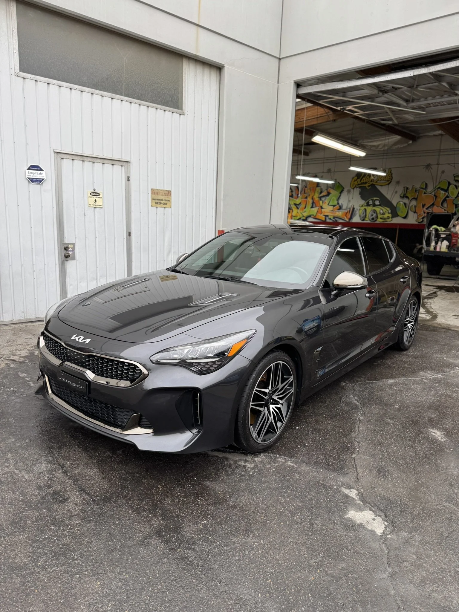Gray Kia Stinger after detailing and PPF service at Golden State Auto Wash & Detail, San Diego
