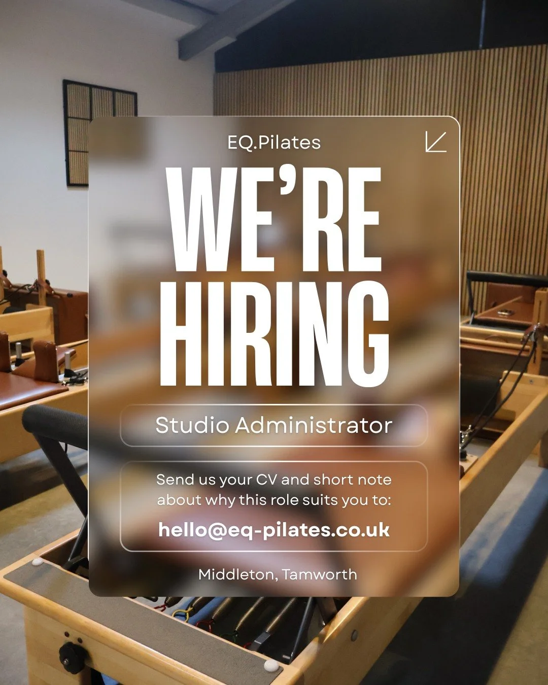 We&rsquo;re hiring ✨ 

Studio Administrator - EQ.Pilates

Since 2001, we&rsquo;ve held a high standard for our clients, our teachers and our work. We&rsquo;re looking for someone who understands that - and takes pride in doing things properly.

The r