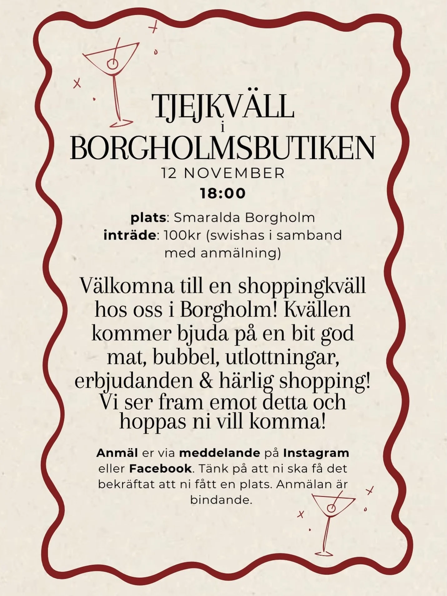 Tjohooo!😍 Äntligen är det dags för kundkväll i vår Borgholmsbutik! Hoppas vi ses🫶🏻