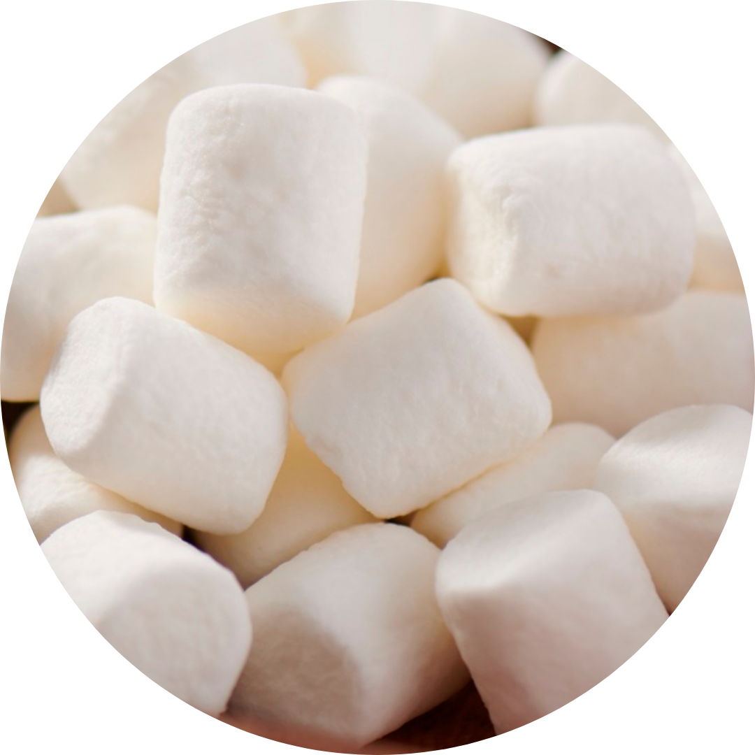 Close-up of white mini marshmallows.