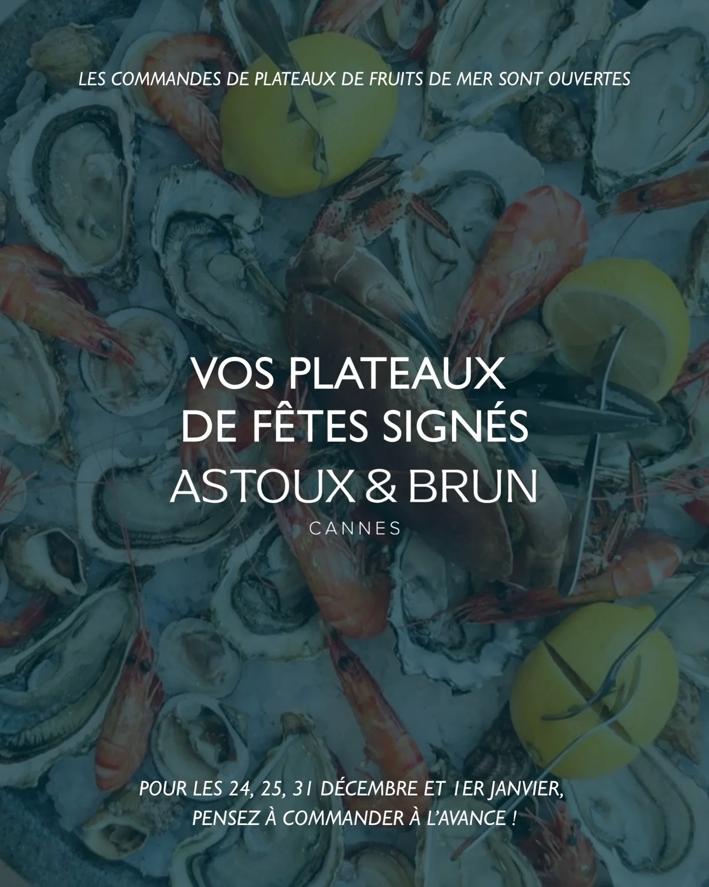 🦪🦑 Vos plateaux de f&ecirc;tes sign&eacute;s Astoux &amp; Brun ! Envie de savourer la mer depuis chez vous ? Les commandes de plateaux de fruits de mer sont ouvertes !

🎄 Pour les 24, 25, 31 d&eacute;cembre et 1er janvier, pensez &agrave; commande