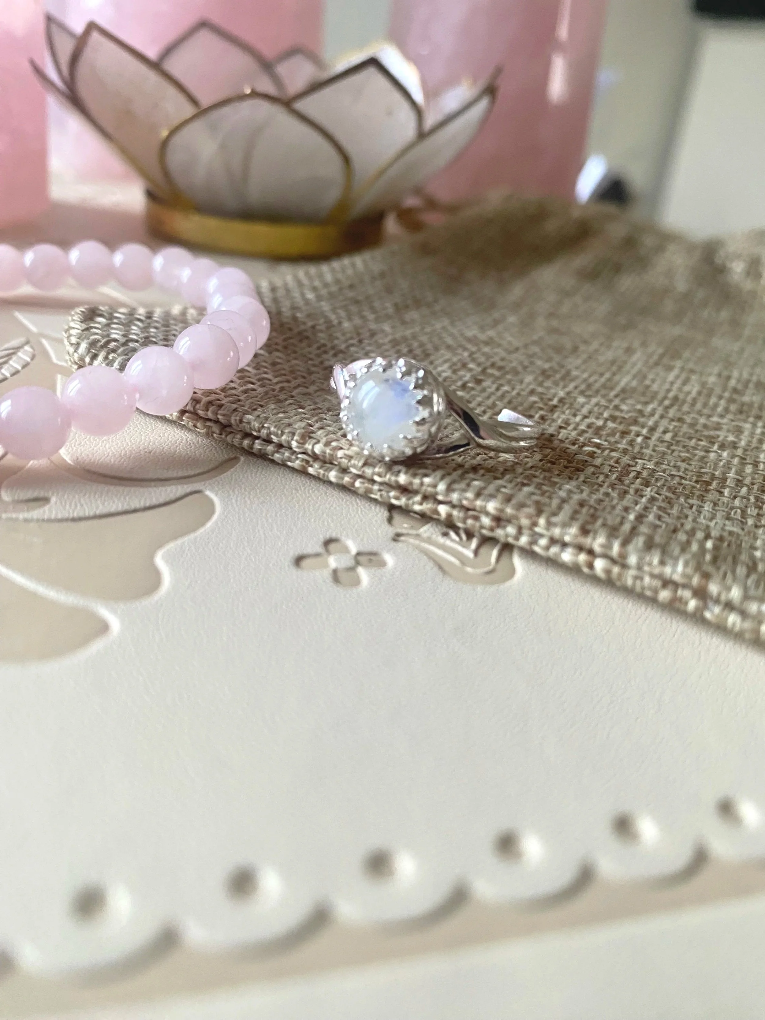 Rainbow Moonstone Ring - Sterling Silver