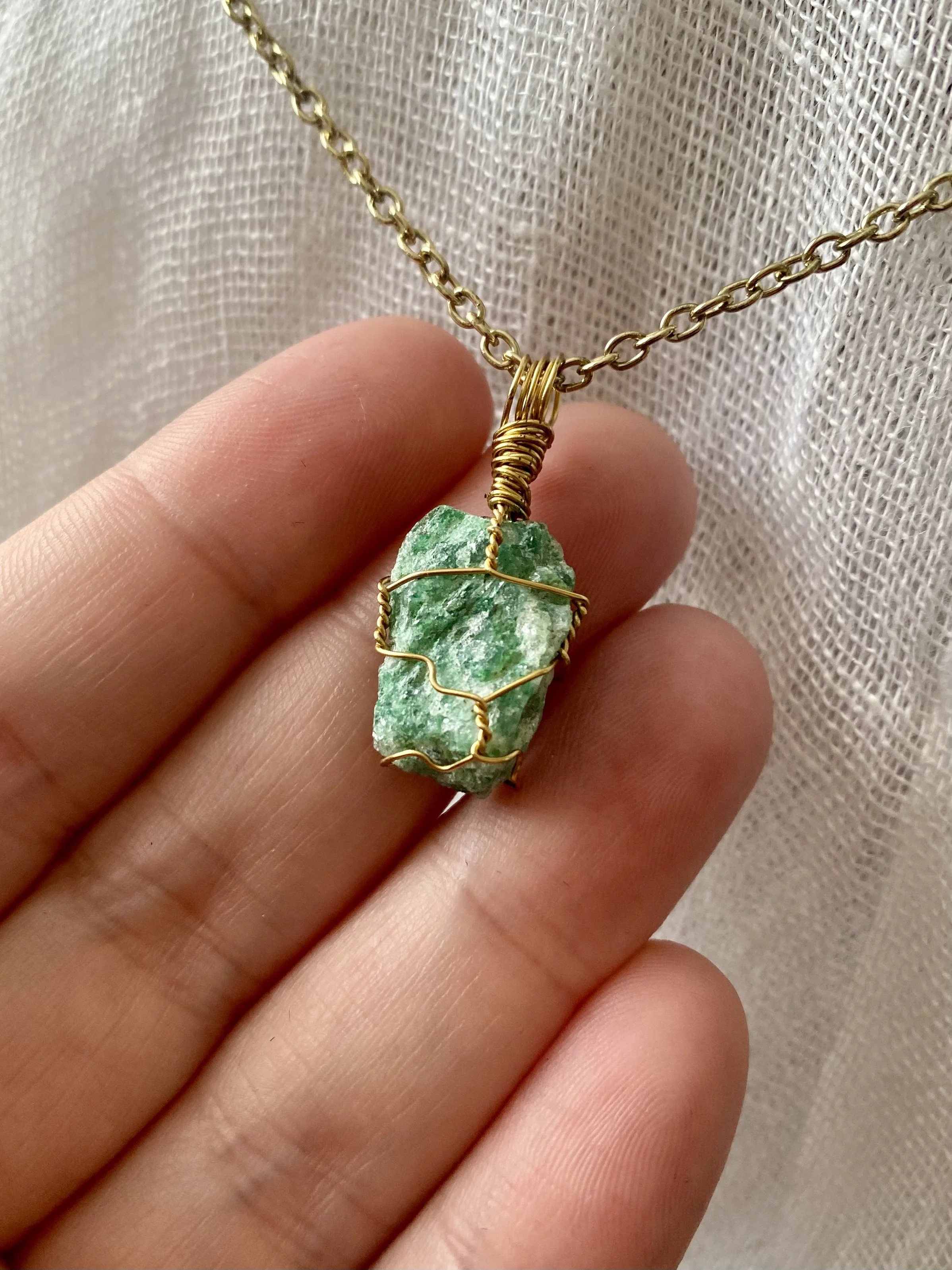 'HANDMADE BY KATIE' - Green Calcite Necklace