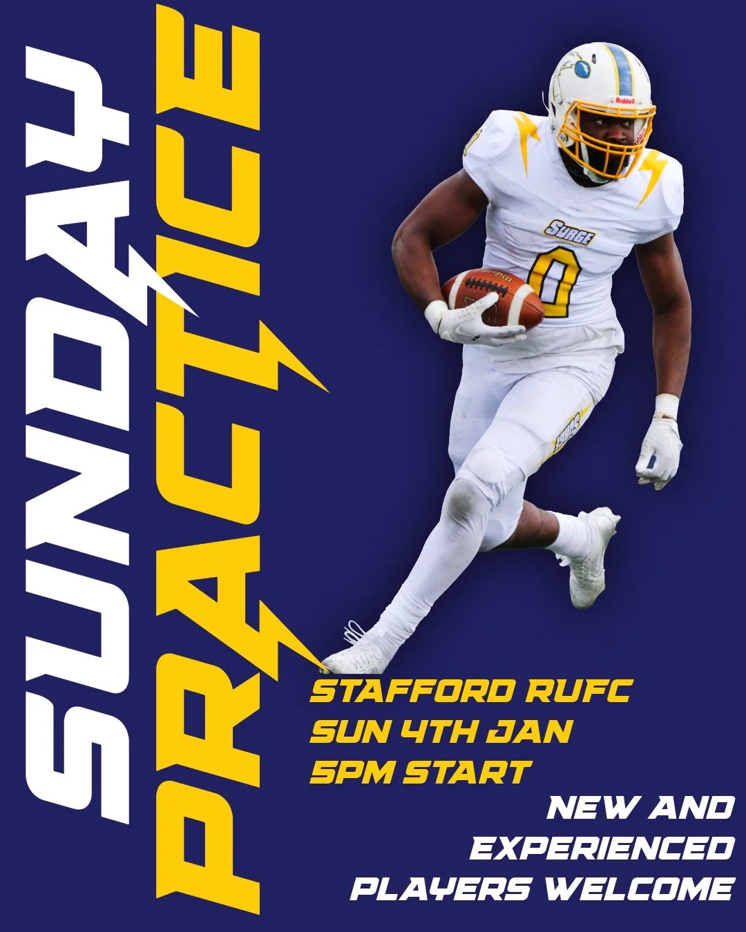 It's New Year's Eve and you know what that means - One day closer to practice! 

We're back with a bang (pun intended) at our home Stafford RUFC this Sunday.

Whether you're new to the sport or an experienced player, we want you there!

Drop us a mes