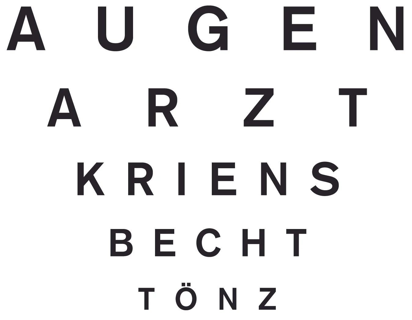 Sichtbare Buchstaben in einer Anordnung, die ein Augentest für das Sehvermögen darstellen.