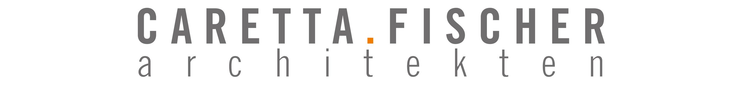 Logo mit den Namen CARETTA FISCHER Architekten in Großbuchstaben, wobei der Name Fischers hervorgehoben ist.