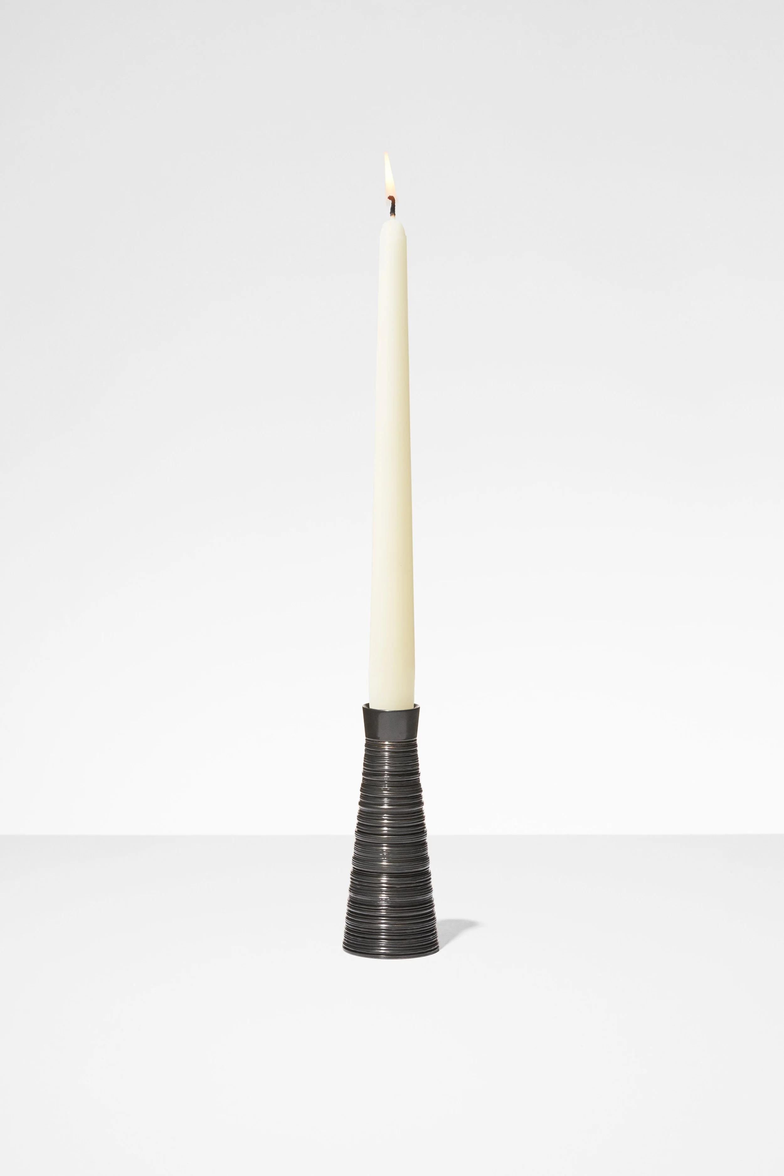 Spun Black Candle Holders