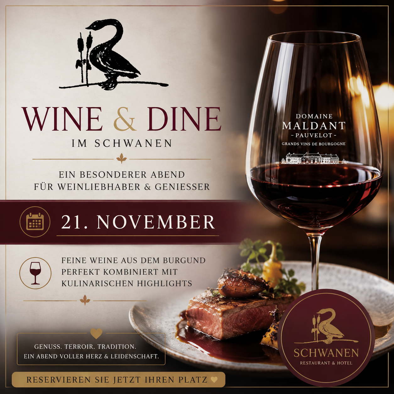 Wine &amp; Dine Burgund im SChwanen