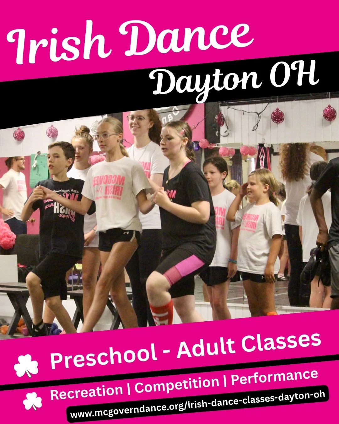 💚 Dayton! We&rsquo;re here and ready to dance! 💚
Did you know McGovern Irish Dance offers classes right in Dayton, Ohio for kids, teens, and adults? From our playful McGovern Mini Jigs program (ages 2&ndash;5) to youth beginners, adult Irish dance 
