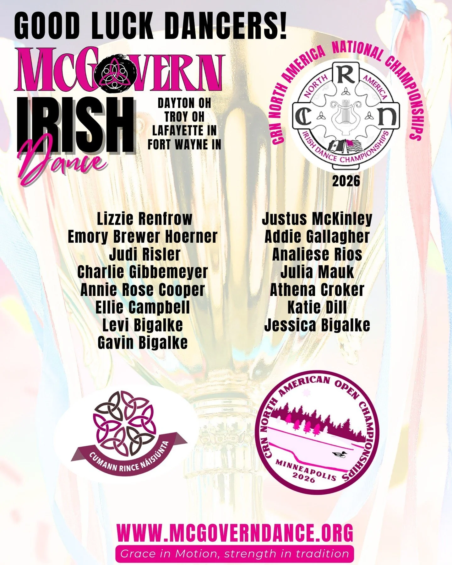 🍀✨ Good luck, dancers! ✨🍀

We&rsquo;re sending all the best wishes to our McGovern Irish Dance competitors as they head to the CRN North American Open Irish Dance Championships! Dance strong, trust your training, and enjoy every moment on stage &md
