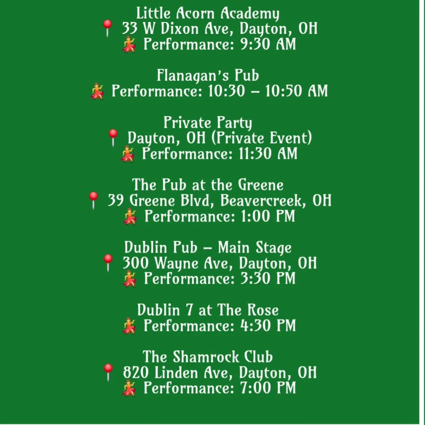 Here we go it's the big day we're so excited to be out dancing! If you're wondering where to find us just take a look we'd love to dance for you today.

#mcgovernirishdance #stpatricksday2026 #dance #irishdance