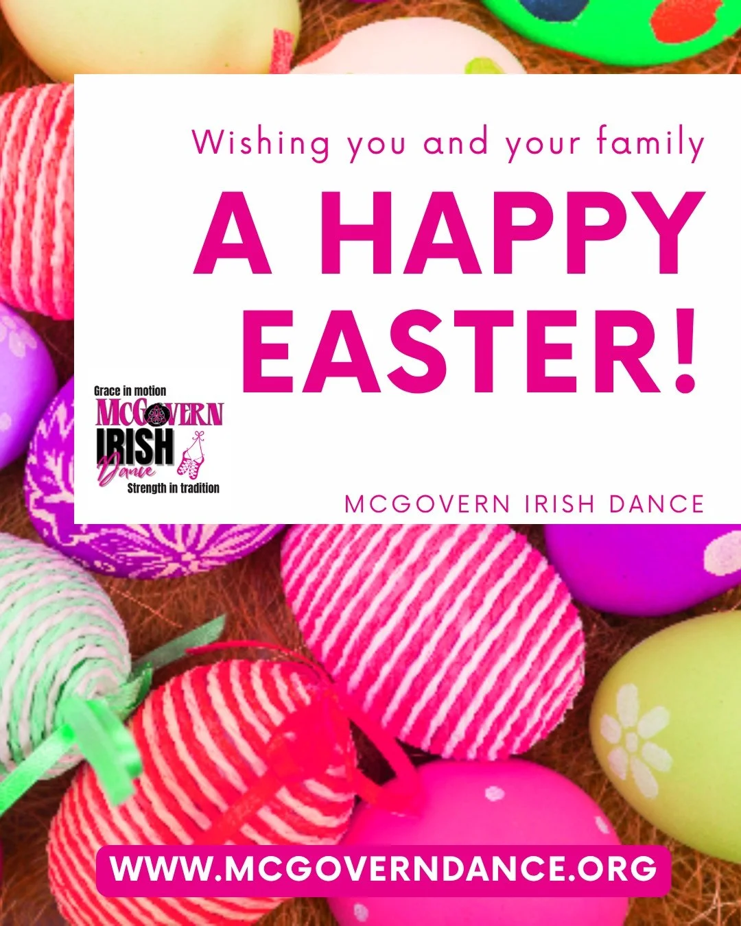 🐰🌷 Happy Easter from all of us at McGovern Irish Dance! 🌷🐰

We hope your day is filled with a little bit of everything&mdash;family time, chocolate (lots of it), and maybe even a few extra jumps in the kitchen 💃

Whether you're hunting for eggs 