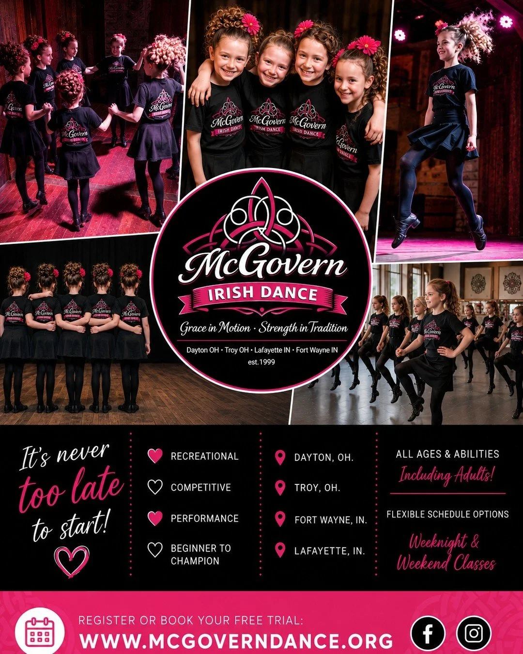 ✨ It&rsquo;s never too late to start Irish dance! ✨

At McGovern Irish Dance, we&rsquo;re more than just dance classes &mdash; we&rsquo;re confidence builders, teammates, performers, and a family rooted in tradition. ☘️🖤💗

Whether your dancer wants