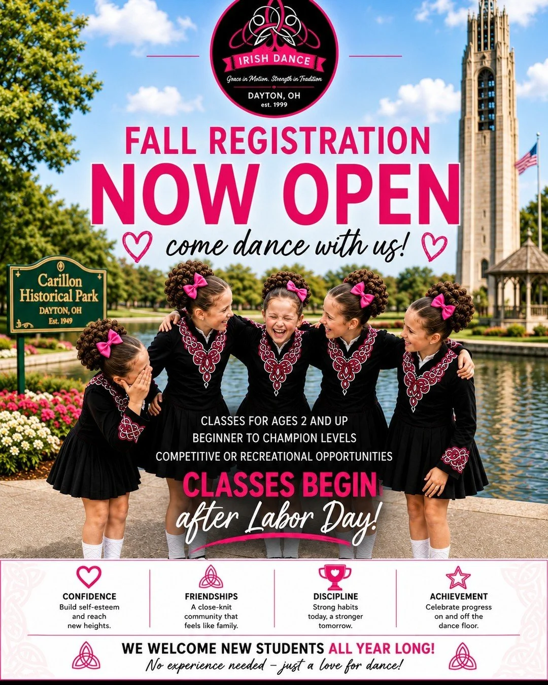 Our Dayton Open House is Saturday, August 15:

✨ Mini Jigs: 11:00&ndash;11:45 AM
✨ Ages 5&ndash;7: 1:00&ndash;1:45 PM
✨ Ages 8&ndash;17: 2:00&ndash;2:45 PM
✨ Adults: 3:00&ndash;3:45 PM

Save your spot at www.mcgoverndance.org

#DaytonOhio #DaytonKids