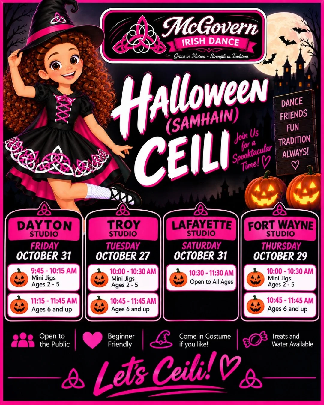 🎃 Halloween has Irish roots!

Samhain (pronounced SOW-in, with &ldquo;SOW&rdquo; rhyming with &ldquo;cow&rdquo;) marked the beginning of winter in the traditional Irish calendar. Families celebrated the evening before with food, games, and stories.
