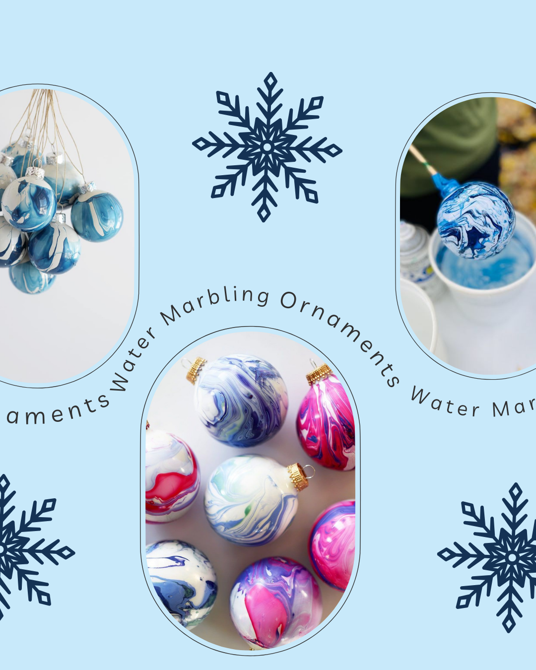 Whimsical Water Marbled Ornaments 