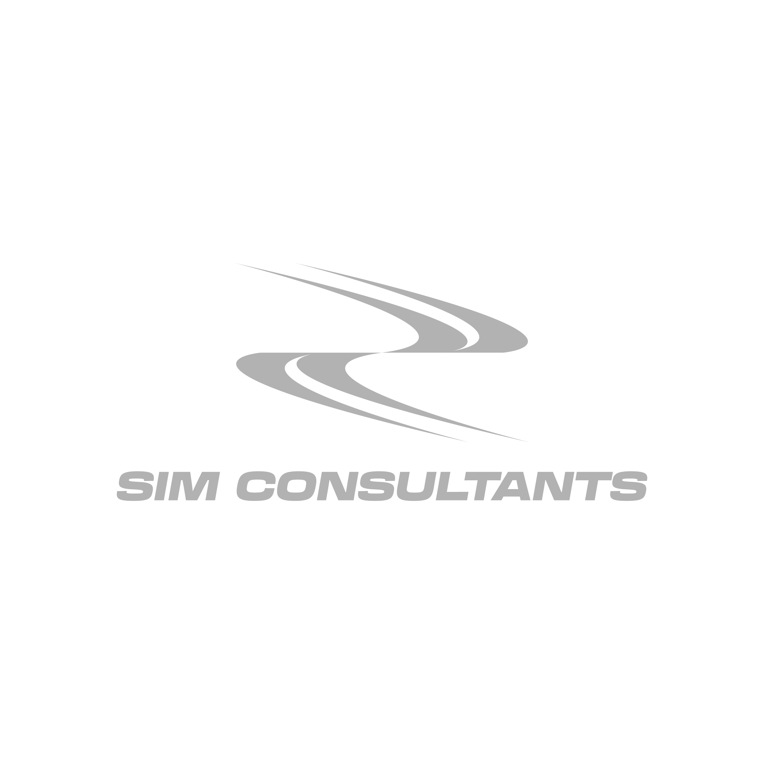 Logo with a stylized road graphic and the text "SIM CONSULTANTS" underneath, set against a black background.