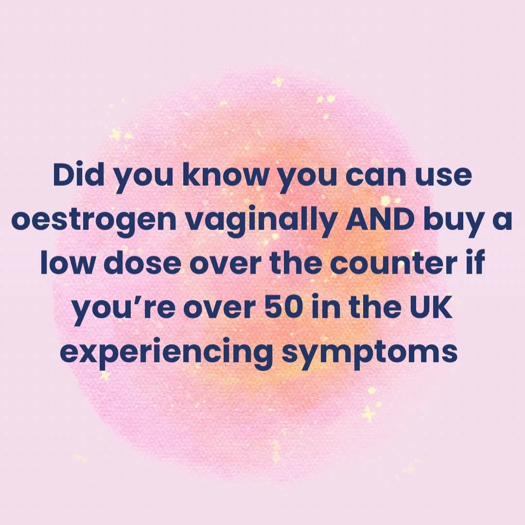Stop all this sexy talk Liz! Maybe I should post about something less taboo BUT knowing this stuff can make a huge difference to women&rsquo;s lives, maybe not now but in the future.

Topical v@ginal oestrogen is a cream or tablet applied to the area