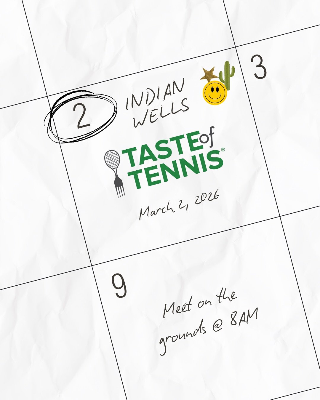 Hi 2026 👋👀

Desert, heat, and the city that never sleeps. Mark your calendar for your favorite tennis party, the Taste of Tennis is cooking up an epic year ahead🍴We hope to see you in Indian Wells, Miami, New York, or all three!

Come to the Taste