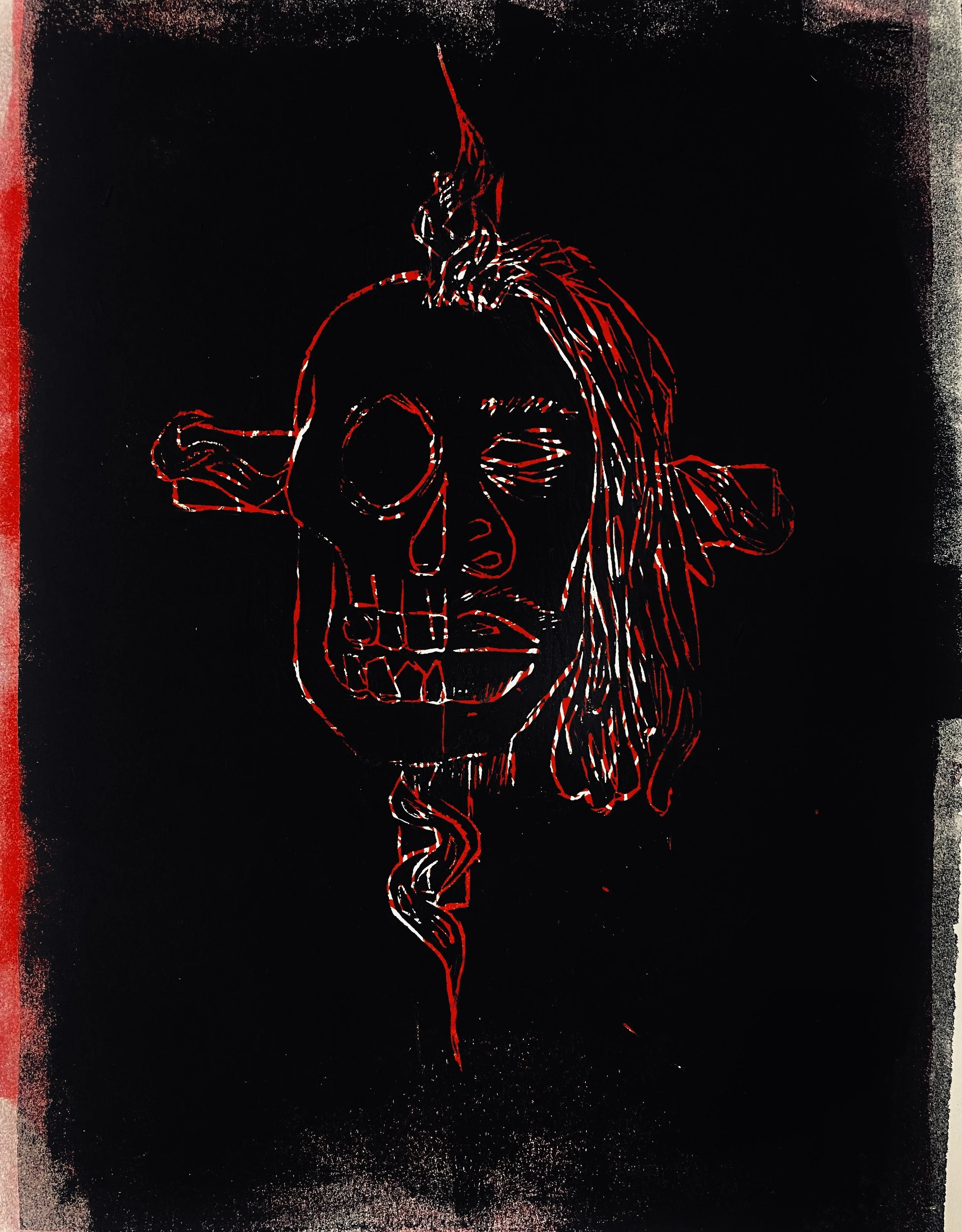 "Infinity", 2025, Linoleum print on paper