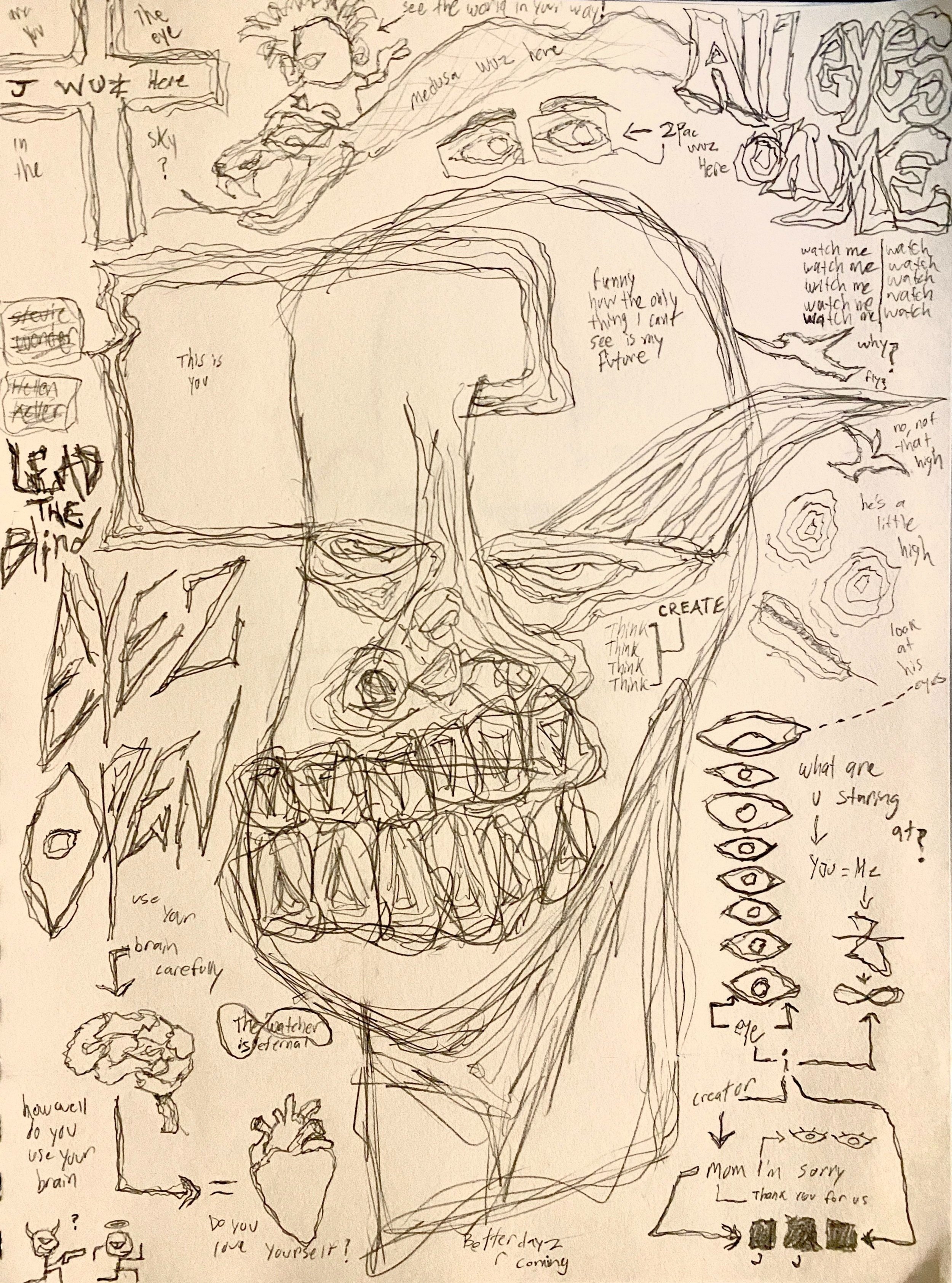"I", Sketch pencil on sketch paper, 2024