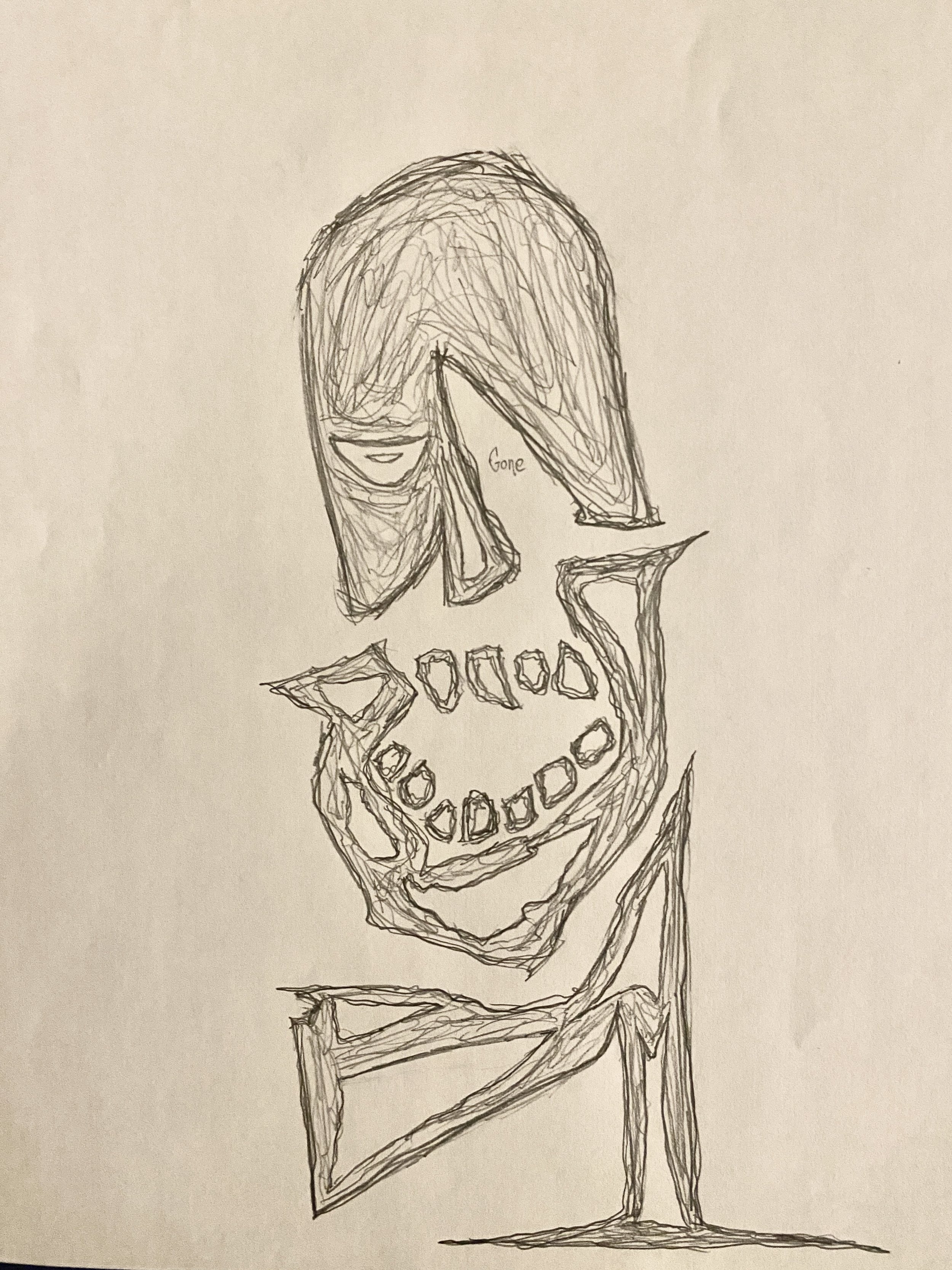 "Gone", Sketch pencil on white paper, 2024