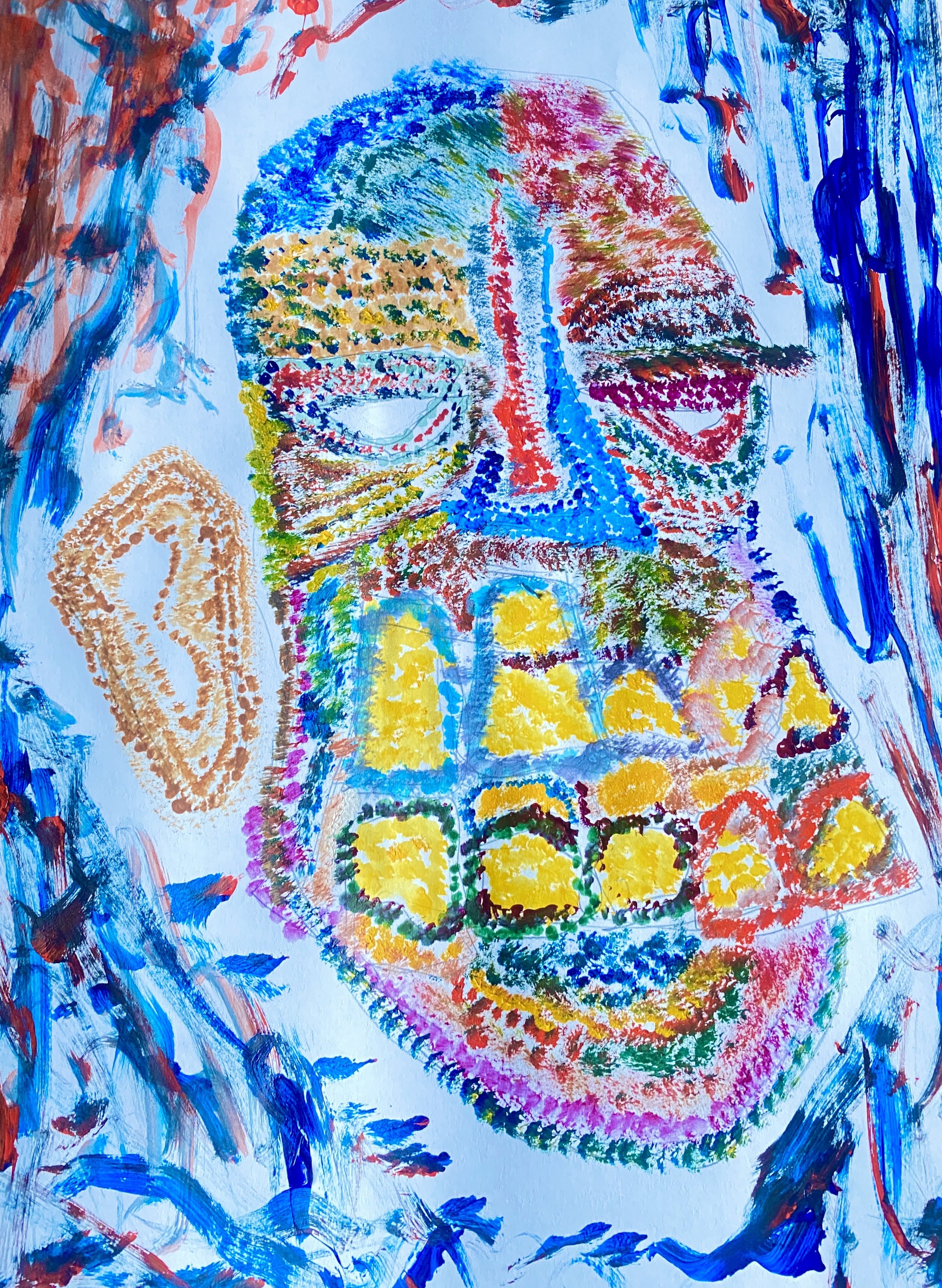 "Rainbow", Acrylic on white paper, 2024